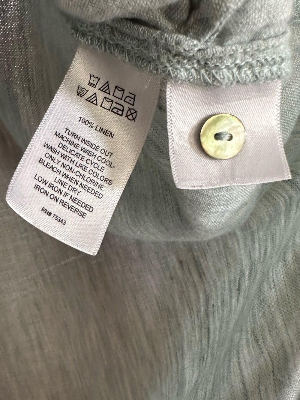 Sigrid Olsen Linen Roll Tab Sleeve V-Neck Button Down Tunic Shirt Top Sz Medium - Picture 10 of 10